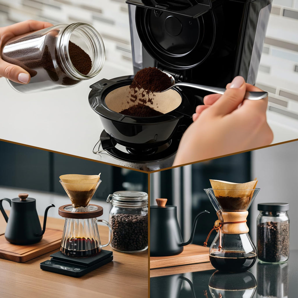 AOZITA #4 Cone Coffee Filters 8-12 Cup, 100 Count Unbleached Natural Coffee Paper Filters, No Blowout, Disposable Coffee Filter for Pour Over and Drip Coffee Maker