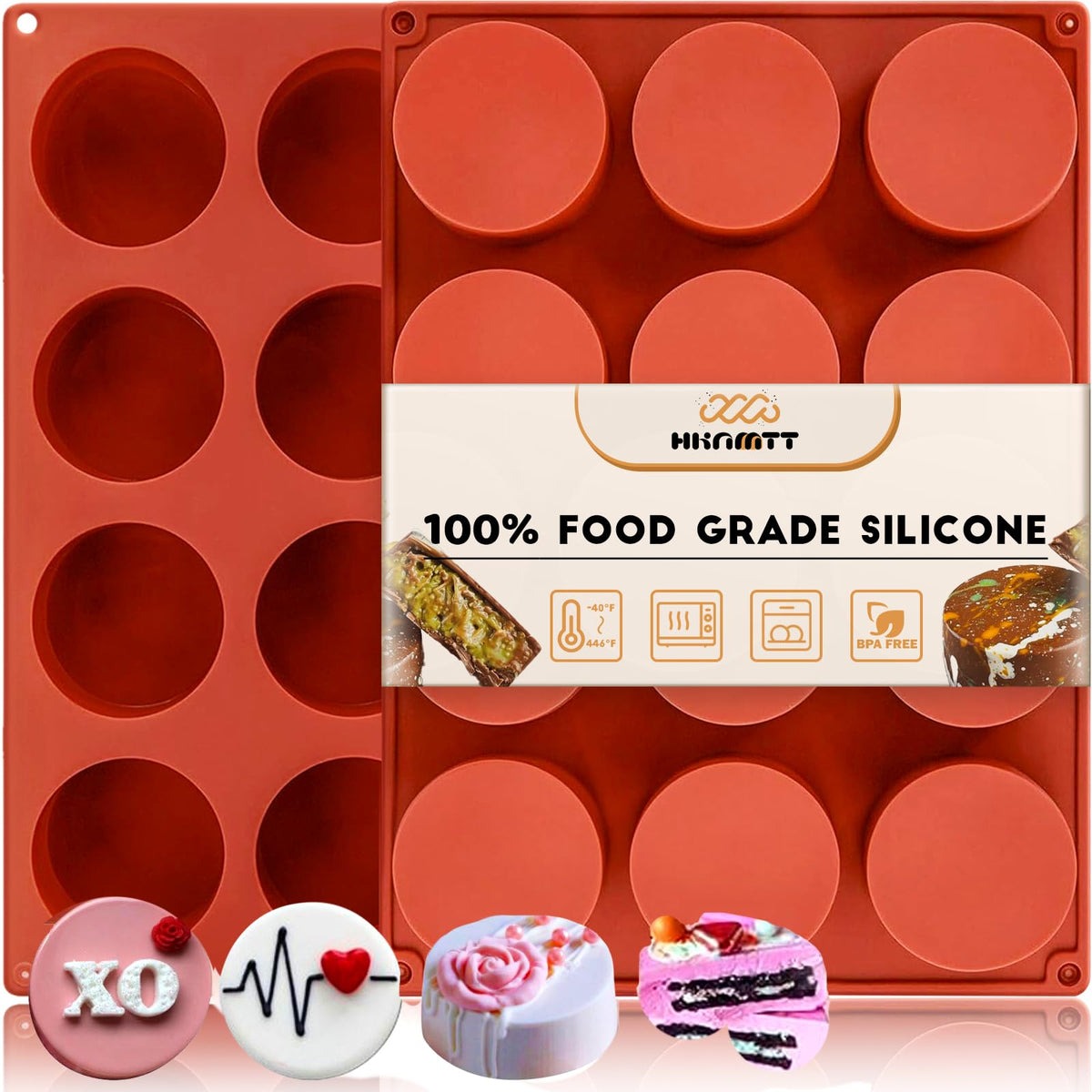 HKNMTT Pumpkin Silicone Molds 2 Pack 6 Cavity Halloween Mold Set for Fall Chocolate Candy Soap Wax Melts Jello Cake Pop Apple Cider Baking Tray Thanksgiving 3D Food Grade Spooky Treats