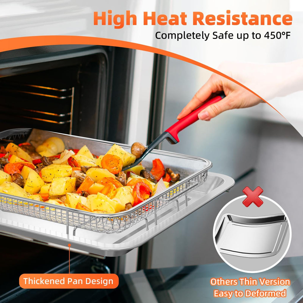 Air Fryer Basket for Oven,Oven Air Fryer Basket and Tray with Cooking Guide