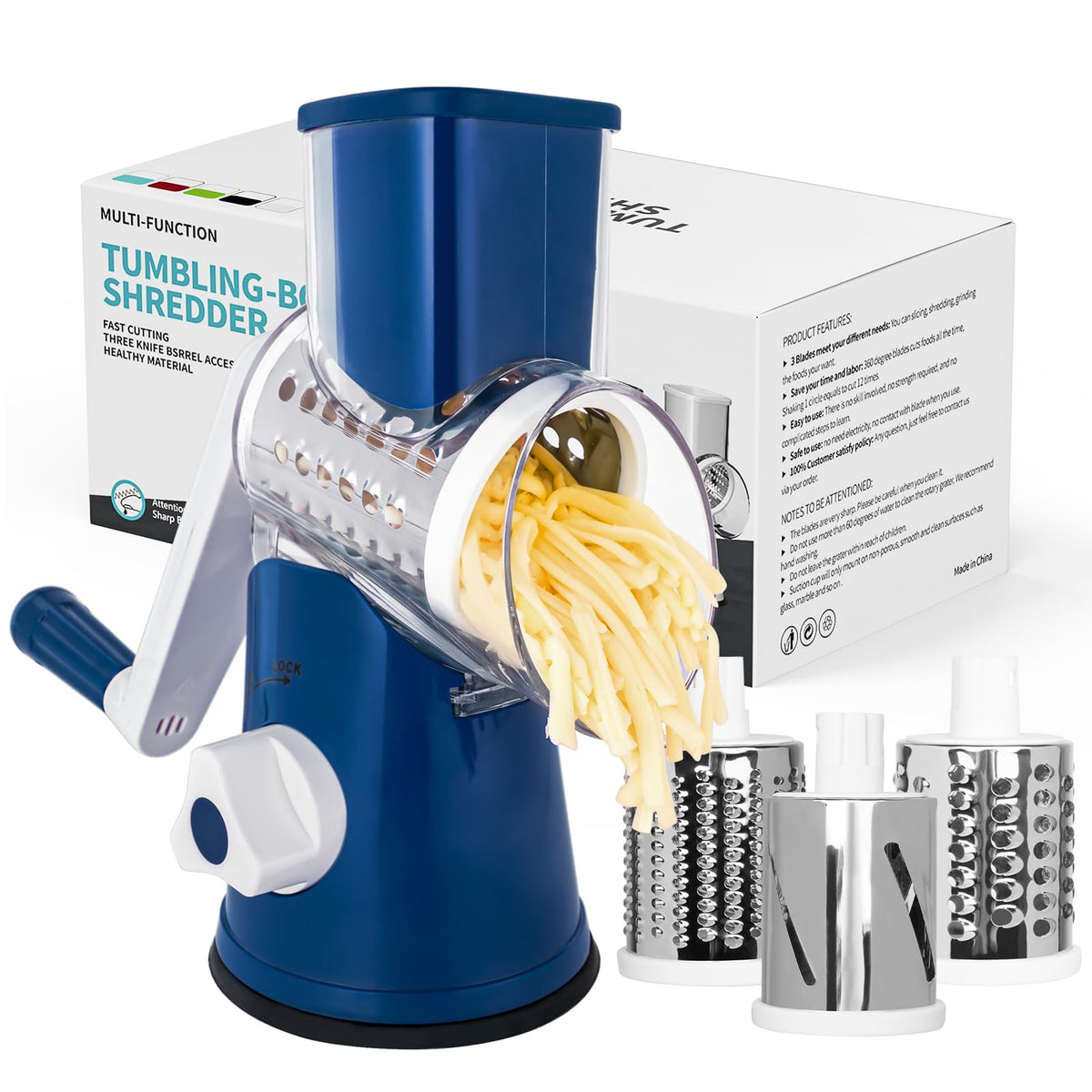 X Home Rotary Cheese Grater for Kitchen, Black