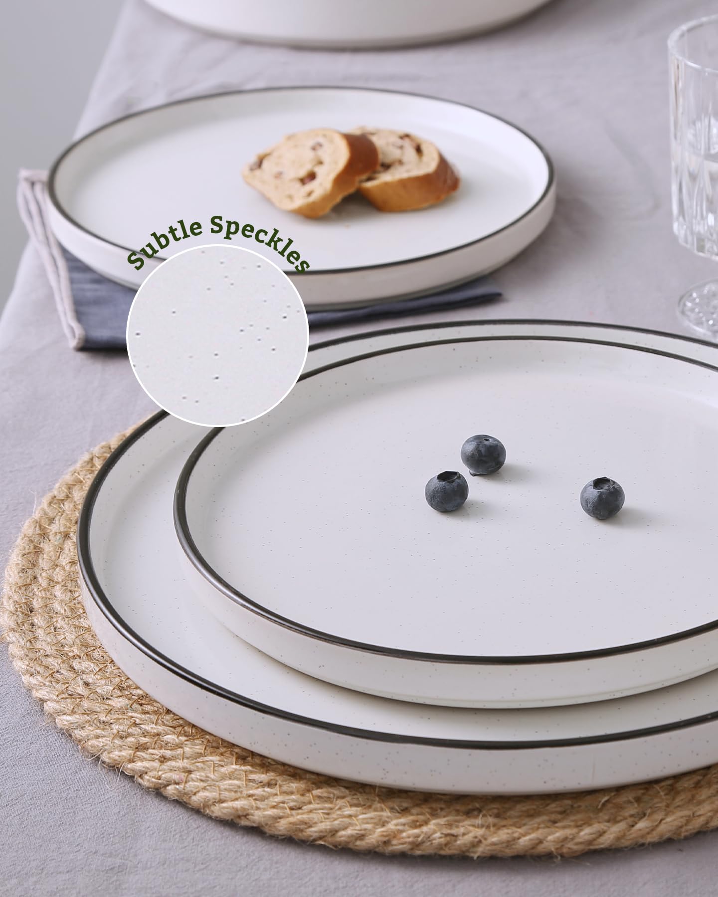 Famiware Nebula 12-Piece Dinnerware Set, White with Black Rim