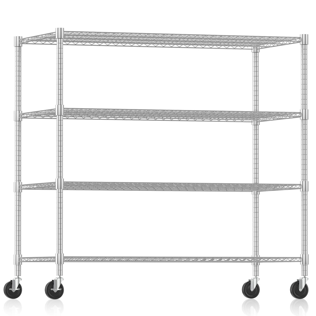 Himimi 72" H Storage Shelves 4 Tier Metal Shelving Adjustable Wire Shelf with Wheels, Heavy Duty Shelving for Garage Kitchen Pantry Bathroom Laundry 18" D*48" W*72" H, Black