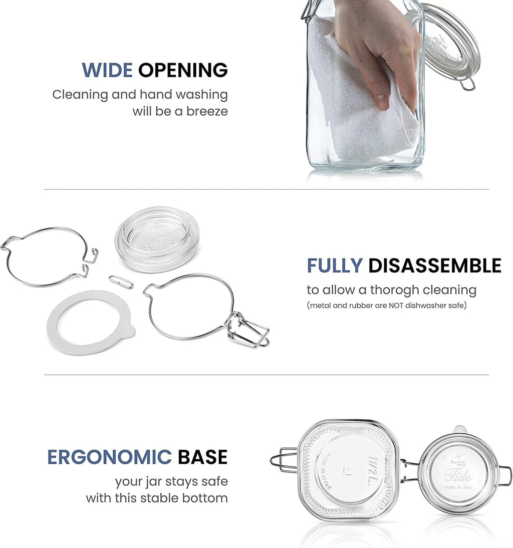 Bormioli Rocco Fido Clear Glass Jar with 85 mm Gasket,0.5 Liter (Pack of 2)