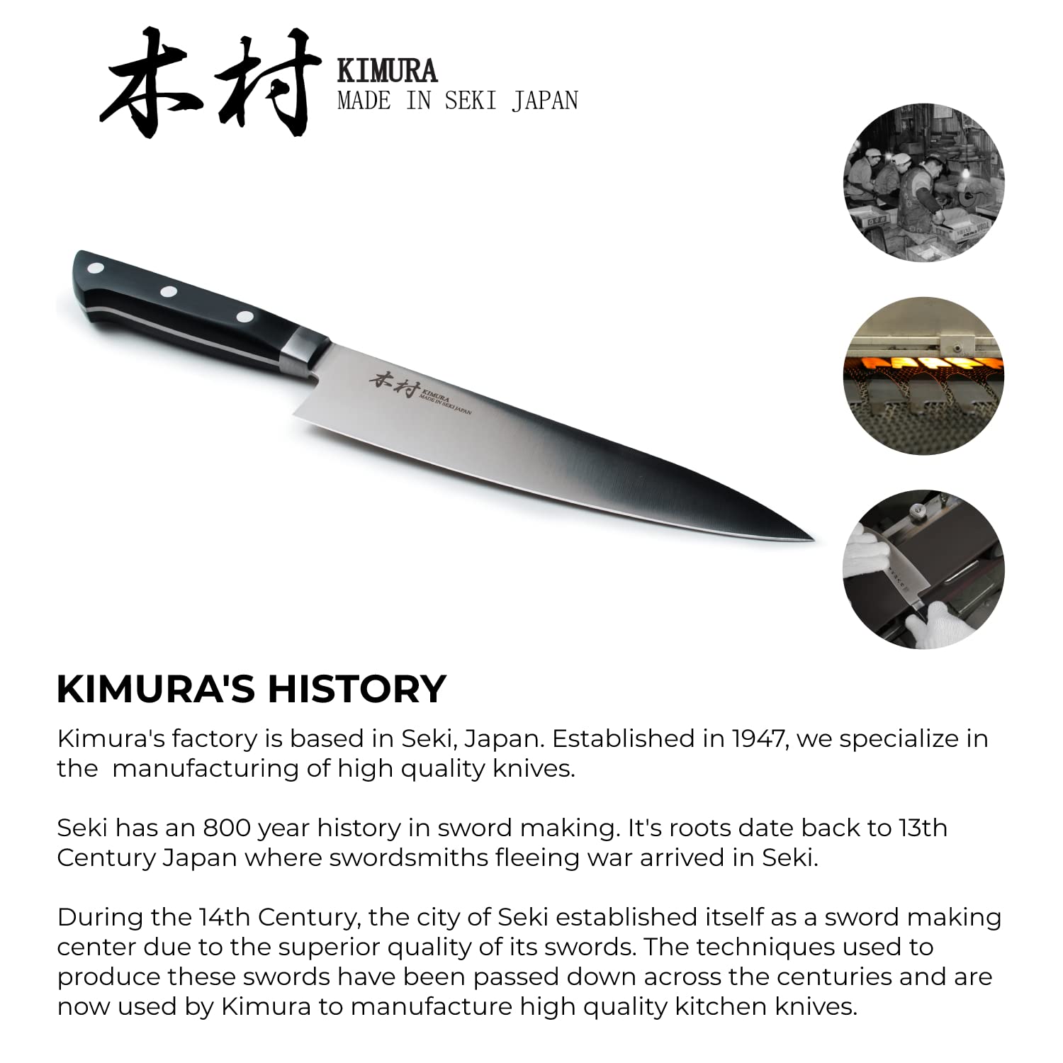 Kimura Chef Knife, [Made in Japan], 8 inch Professional Kitchen Knife, Ultra Sharp High Carbon Molybdenum Stainless Steel Gyuto Knife, Chefs Knife with Ergonomic Handle - Japanese Chef's Knife