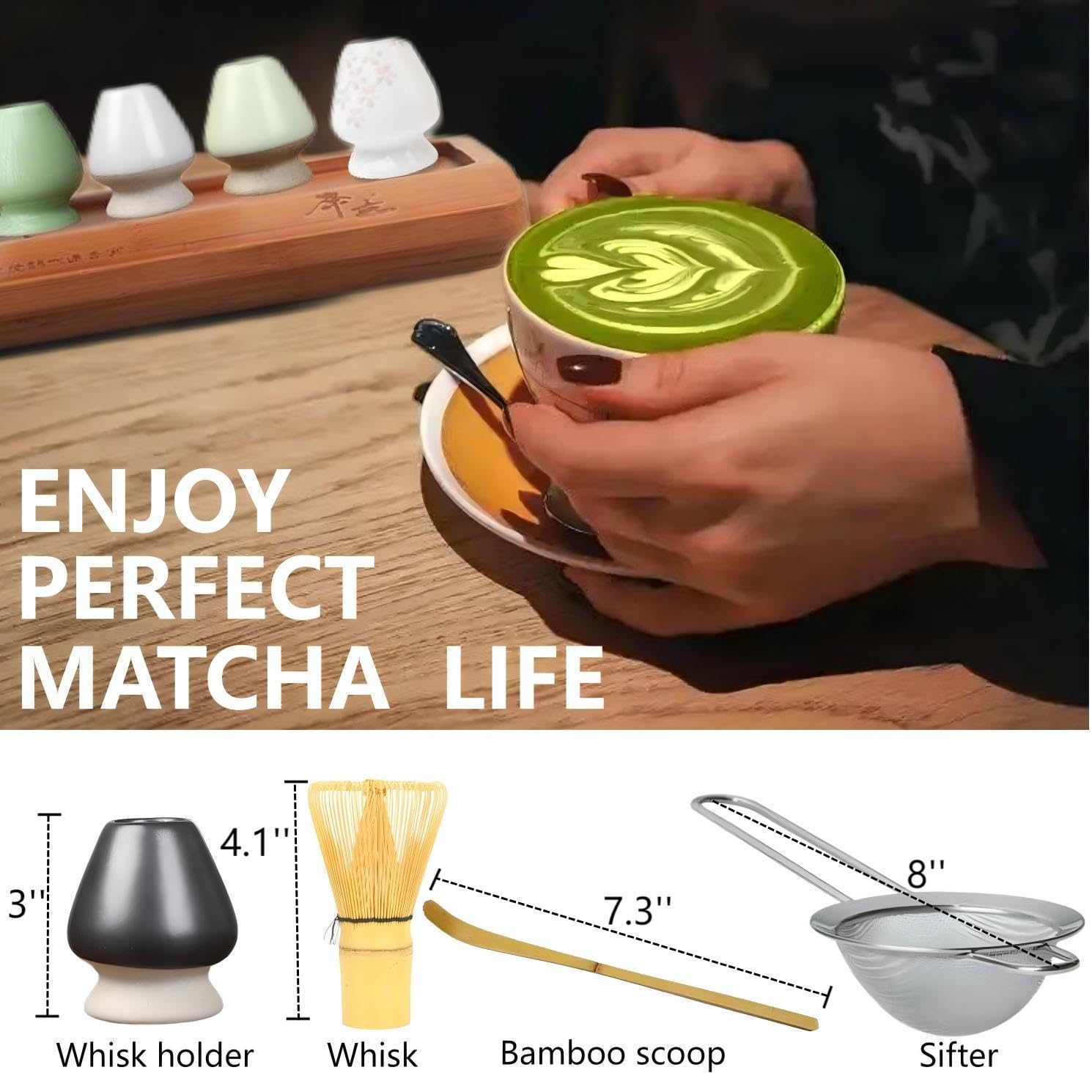Matcha Tools ，Matcha Whisk Holder， Matcha Chasen Whisk Stand ，Ceramic Holder ，Matcha Bowl ，Traditional Japanese Tea Ceremony Starter (Sakura Pink Matcha Bowl)