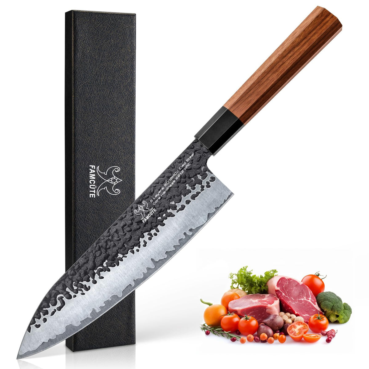 FAMCÜTE 5" Paring Knife, Hand-Forged Japanese Small Knife for Easy Control