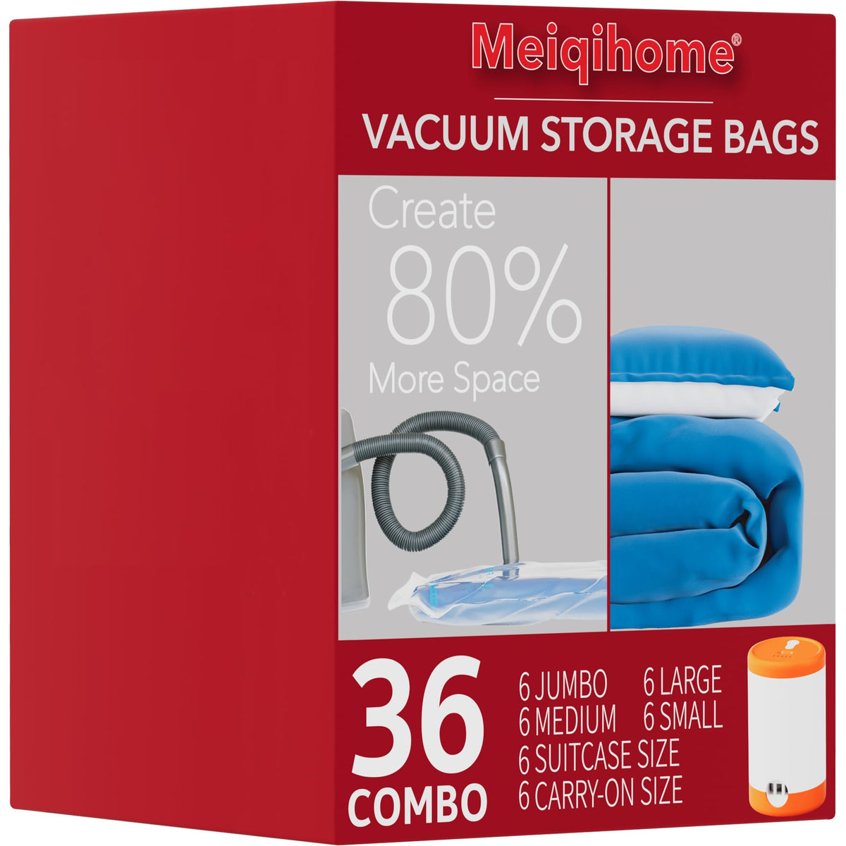 Vacuum Seal Bags for Clothing Travel & Home Storage, travel vacuum bags with pump, Store Blankets, Comforters, Pillows, Seasonal Clothes Compactly,16 Pack With Electric Pump
