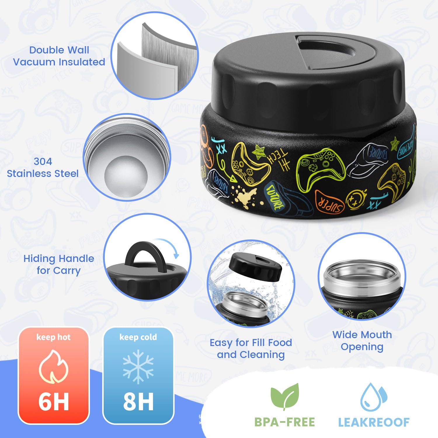 Kids Bento Lunch Box with Thermos, Leakproof Toddler Bento Box with 9 OZ Insulated Food Jar, Lunch Bag & Utensils 3 or 4 Compartment Container for School Girls Boys
