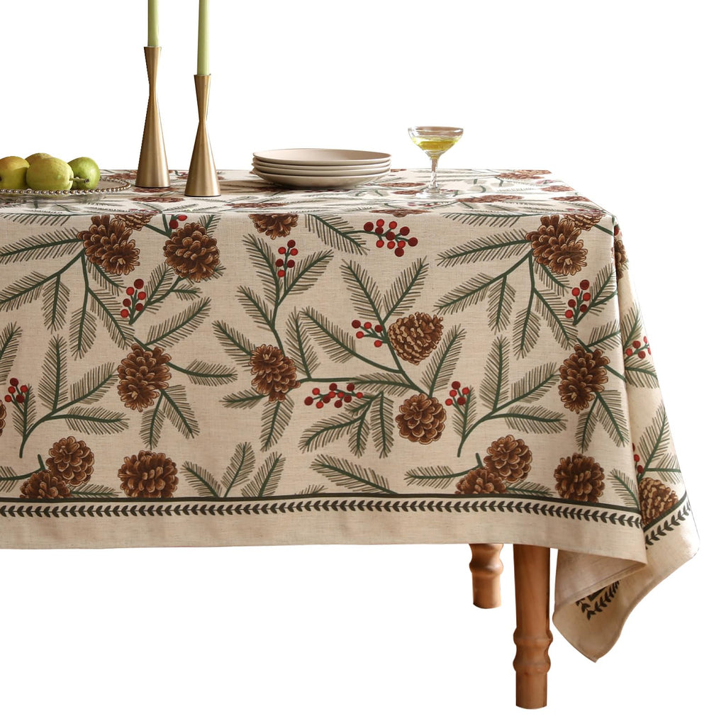 ISAENNE Designer French Linen Rectangular Tablecloth,102"x63"-Alvarado D
