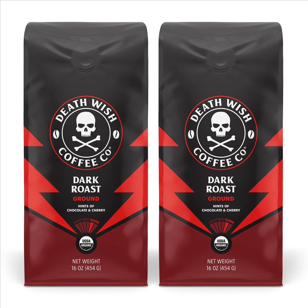 Death Wish Coffee Dark Roast & Valhalla Java Ground Coffee Bundle, Organic