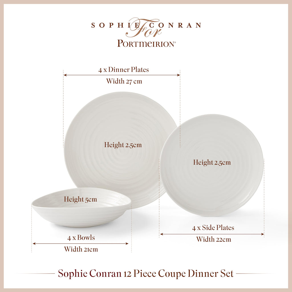 Portmeirion Sophie Conran White Coupe 12-Piece Dinnerware Set