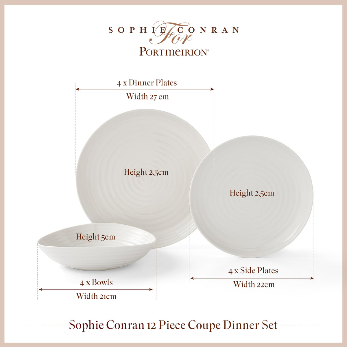 Portmeirion Sophie Conran White Coupe 12-Piece Dinnerware Set