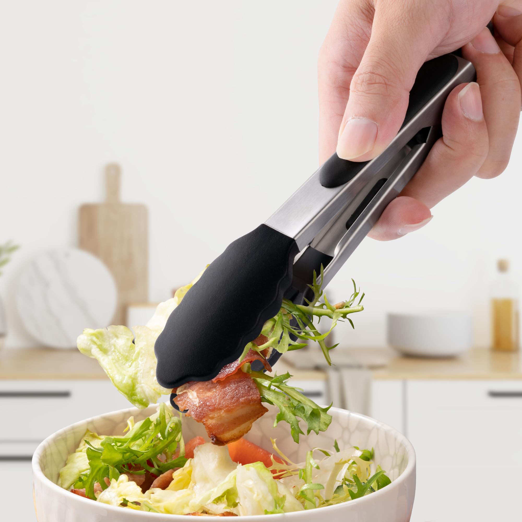 7-Inch Kitchen Tongs Set of 3, Cooking Tongs with Silicone Tips