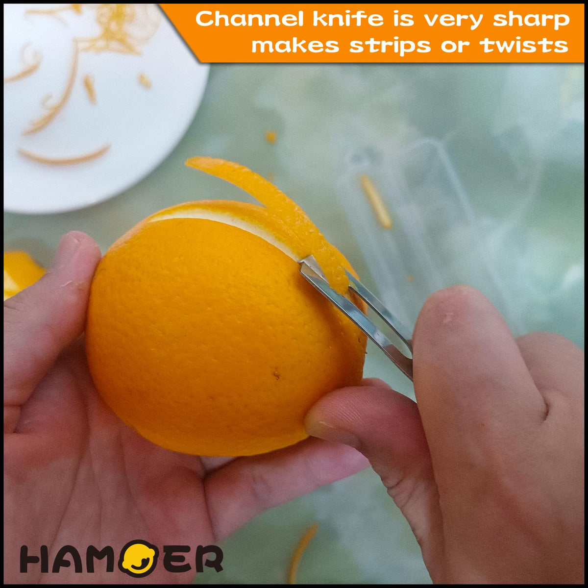 HAMOER Lemon Citrus Zester & Channel Knife 2 Tools set with a storage box