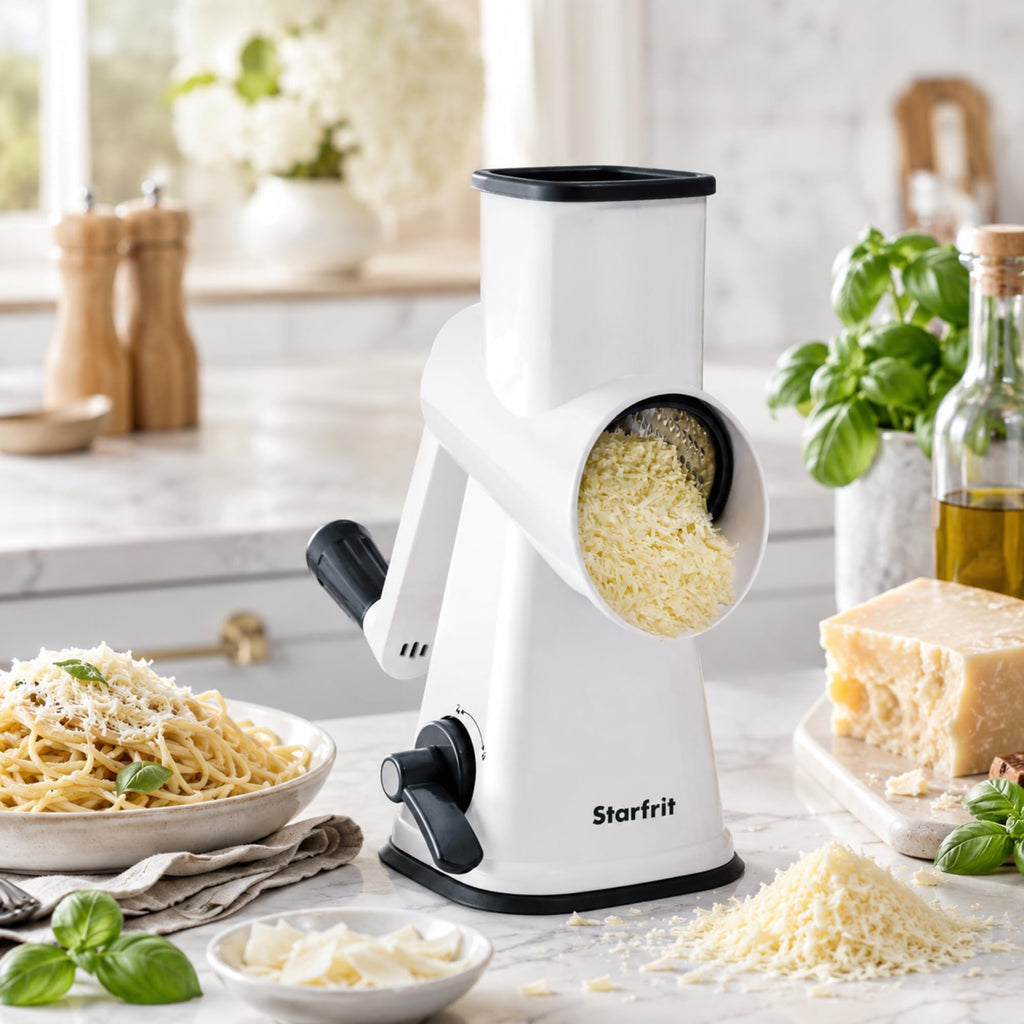 Starfrit Rotary Drum Grater, 4 Stainless Steel Drums, Hand Crank