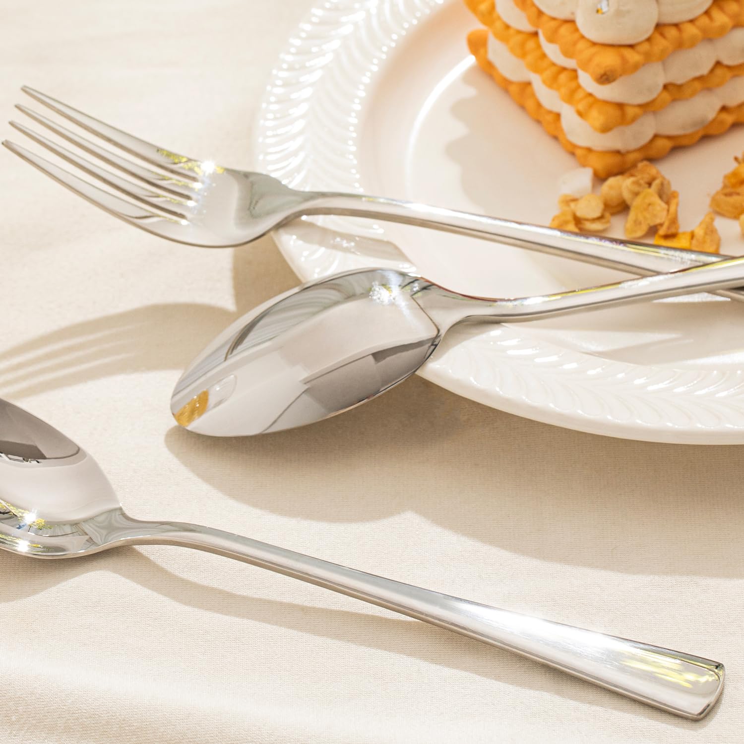 KINGSTONE 4 Piece Dinner Spoons Set, 18/10 Stainless Steel Spoons
