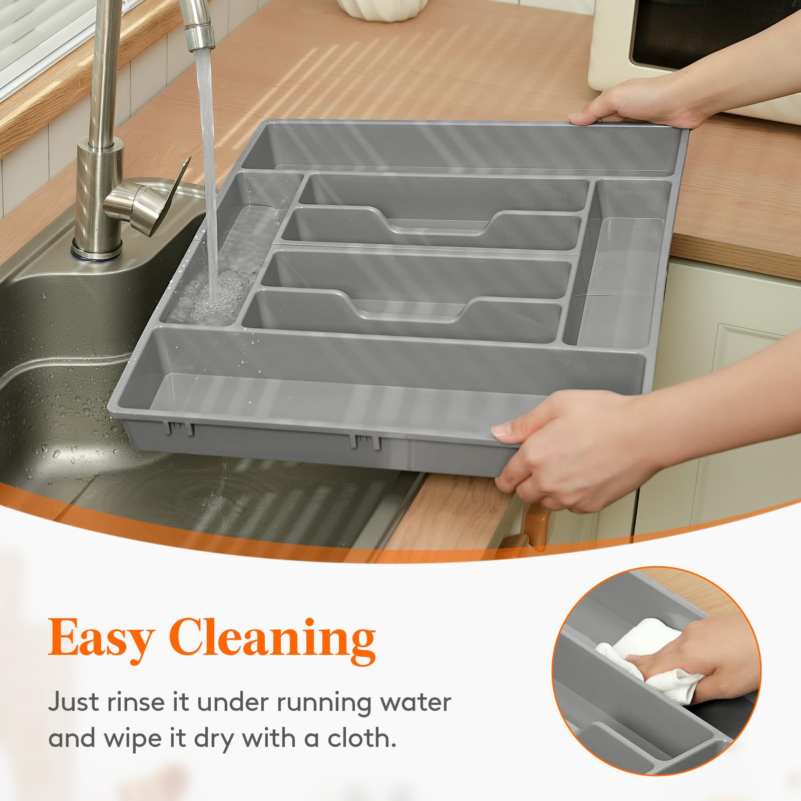 Lifewit Silverware Organizer, Plastic Kitchen Utensil Drawer Tray