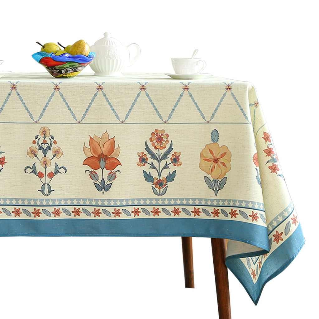 ISAENNE Designer French Linen Rectangular Tablecloth,71"x55"-Mosella F