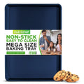 NutriChef Extra Large Nonstick Cookie Sheet for Baking, 22 Inch x 16 Inch Premium Carbon Steel Baking Tray for Oven, Baking Sheet for Cookies, Jelly Rolls, & Pastries - Blue Diamond, NCLG1BD