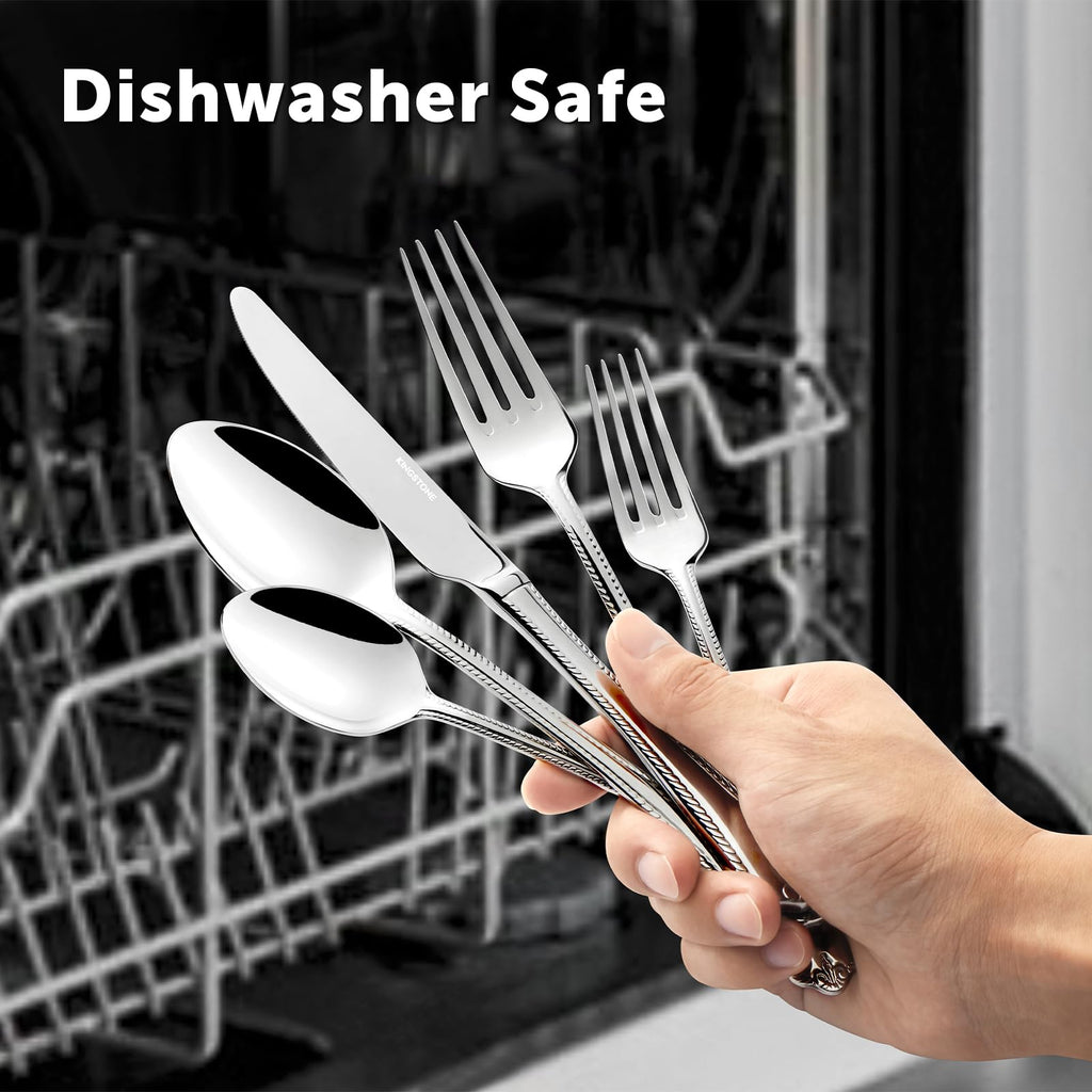 KINGSTONE 40-Piece Silverware Set, 18/10 Stainless Steel Flatware Set for 8
