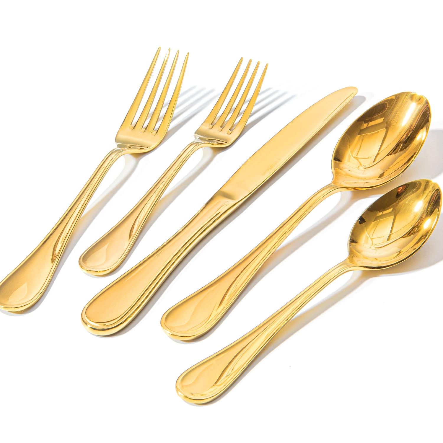 18/10 Stainless Steel Silverware Set for 4, 20 Piece Gold Flatware Set