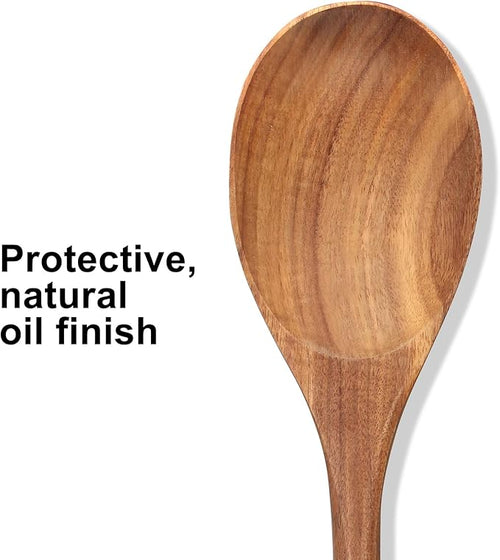 2 Large Wooden Serving Spoons Cooking Utensils Acacia Wood Mixing Spoon Set