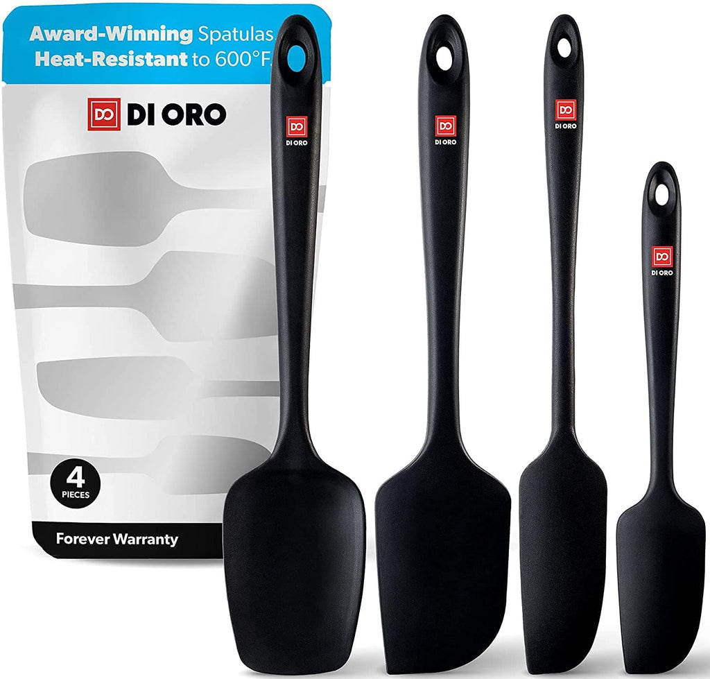 DI ORO Silicone Spatula Set - 600F Heat Resistant, 4-Pc Black