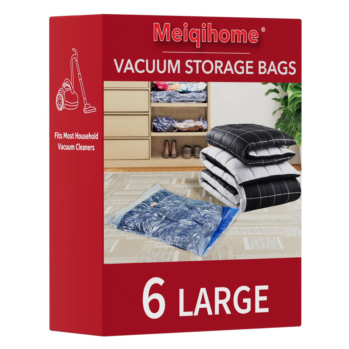Vacuum Storage Bags, Small Space Saver Sealer Bags, Airtight Compression Bags for Clothes, Pillows, Comforters, Blankets, Beddings, Pack of 10