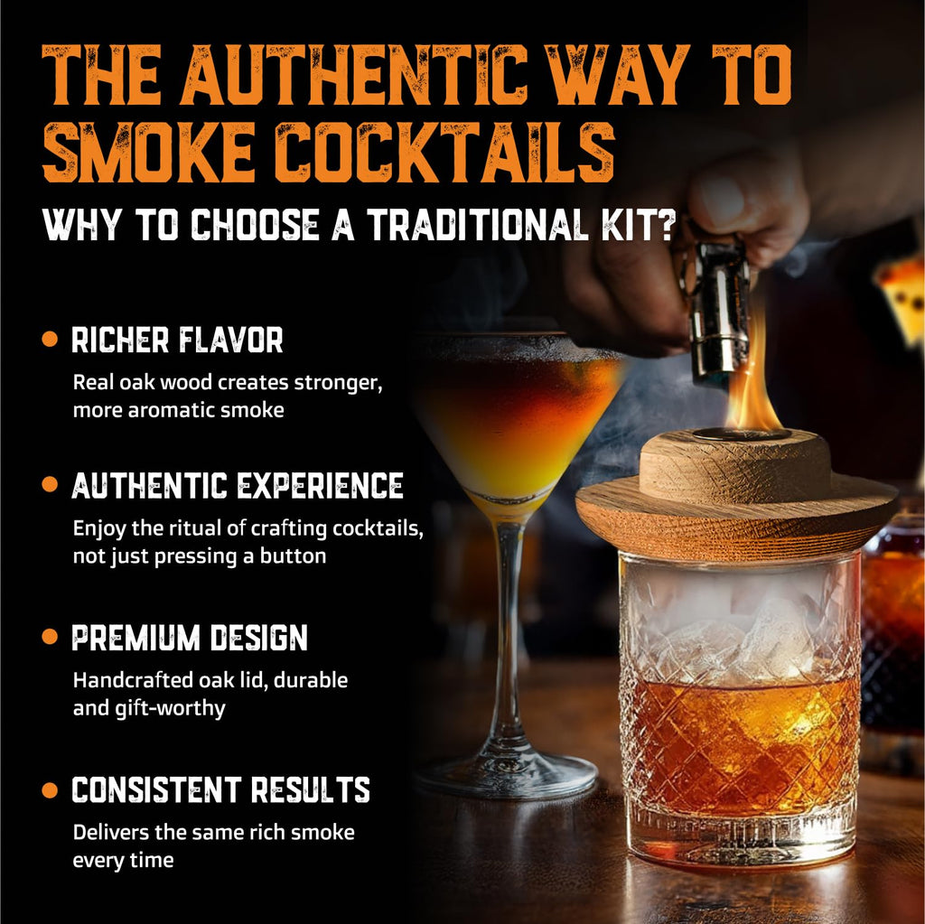 Whiskey Smoker Kit with Torch and Old Fashioned Syrup (No Butane)