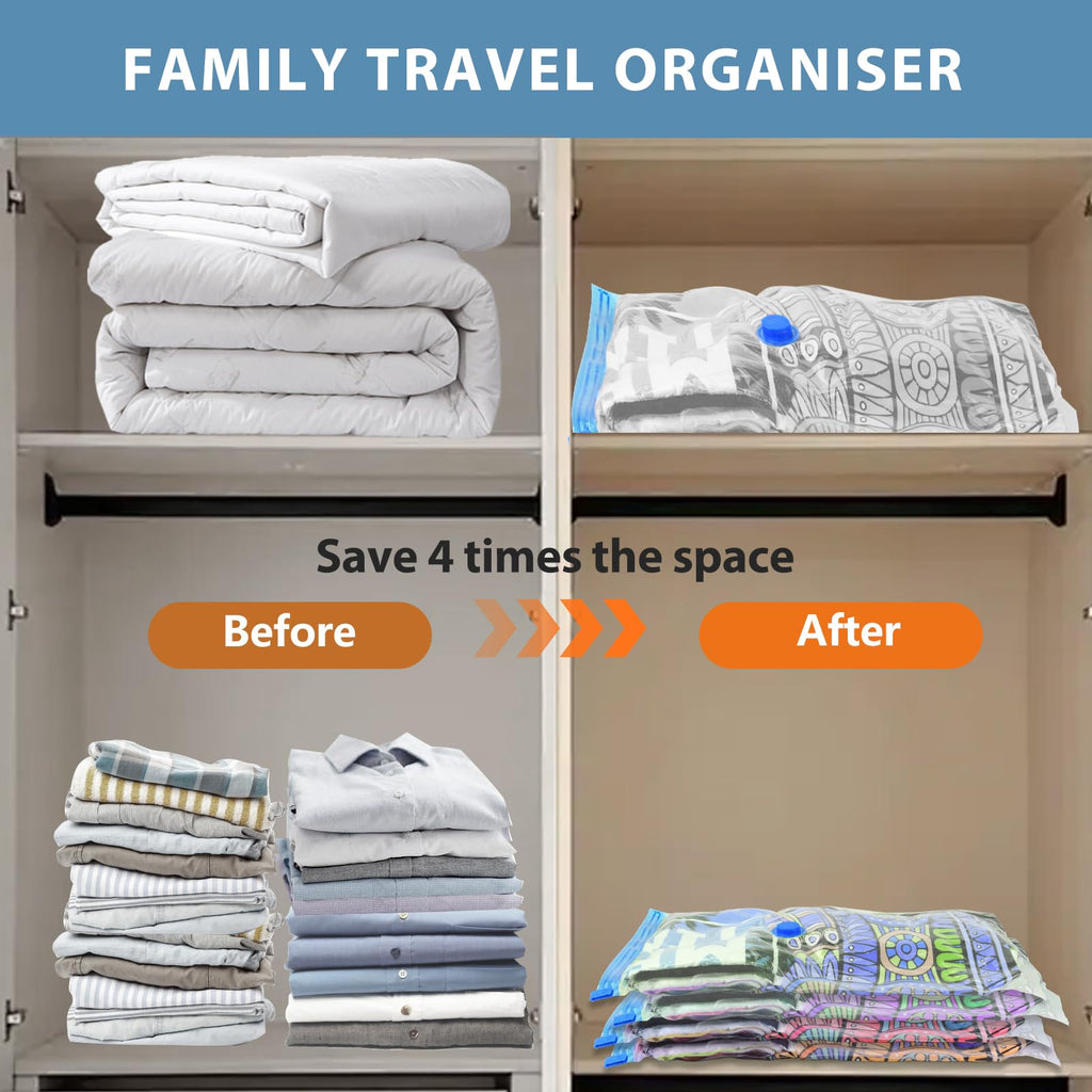 kissleaf 20 Pack Vacuum Seal Bags for Clothing with Electric Air Pump, Space Saver Vacuum Storage Bag for Clothes, Mattress, Blanket, Duvets, Pillows(4 Jumbo/4 Large/4 Medium/4 Small/4 Roll Up Bags)