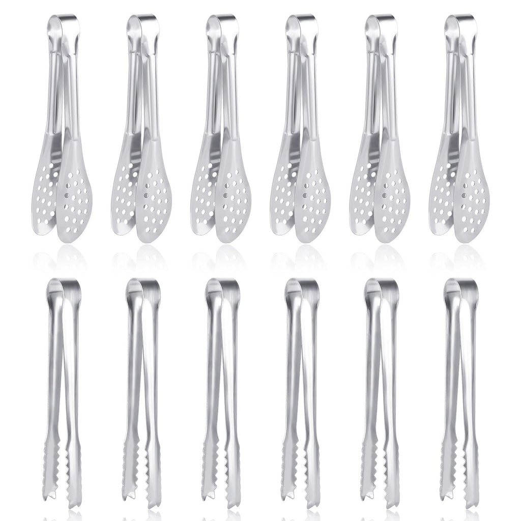 24 Pack Premium Small Serving Tongs,Dmoera Mini Stainless Steel Appetizer Tongs, 5 Inch(12.7cm)