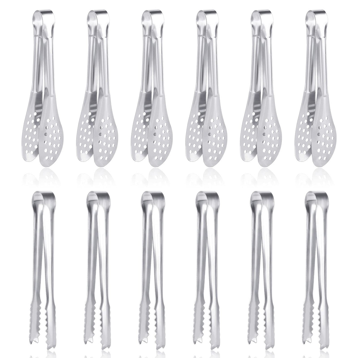 24 Pack Premium Small Serving Tongs,Dmoera Mini Stainless Steel Appetizer Tongs, 5 Inch(12.7cm)