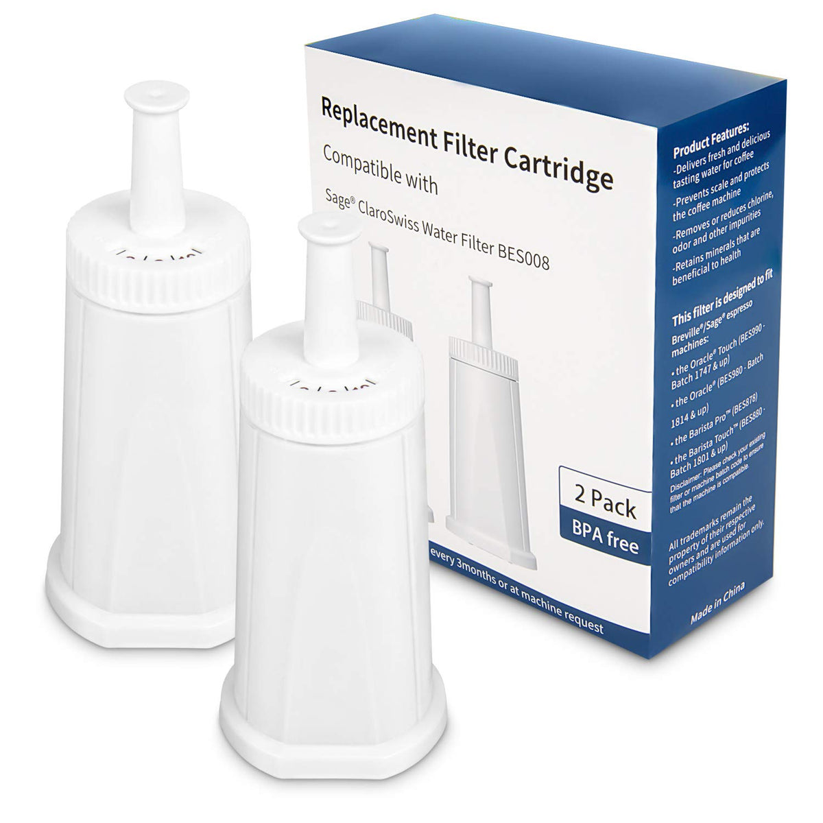 Ouxunus 4 Pack Water Filter Compatible with Breville Coffee Machine