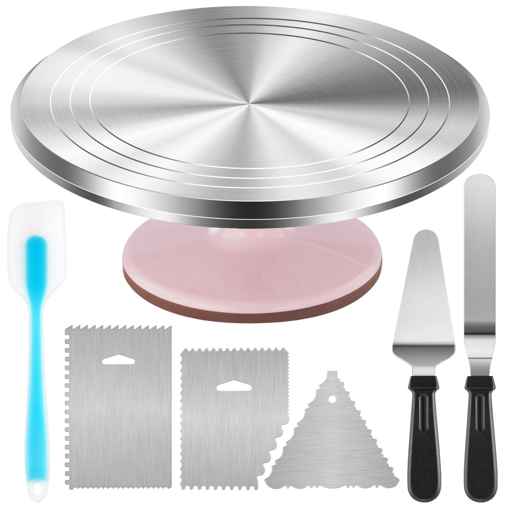 Kootek 12" Aluminum Cake Turntable Set, Rotating Cake Stand for Decorating