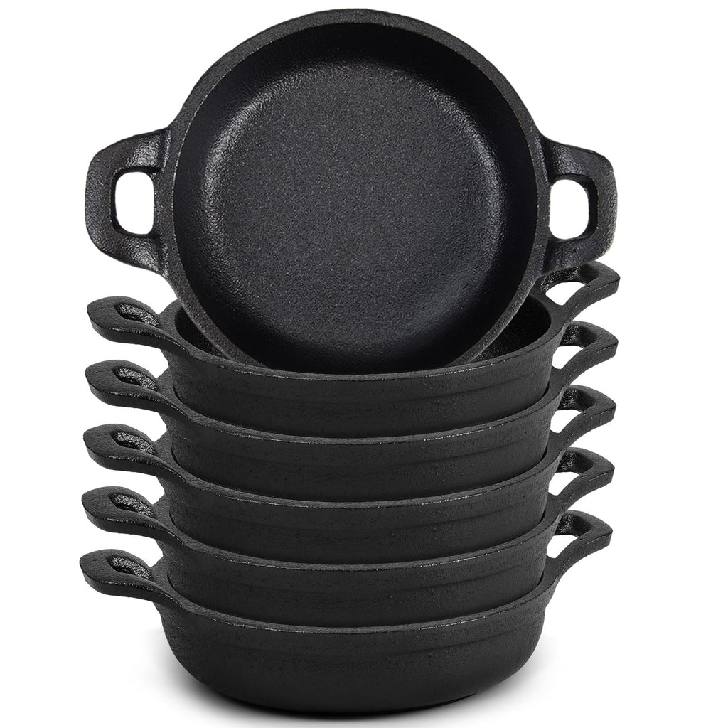 Ziliny 6 Pack Mini Cast Iron Skillets 6.3 x 6.3 x 1.5 Inch Pan Ramekin Set