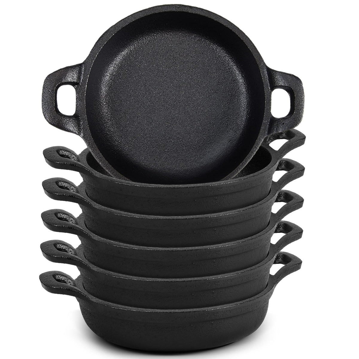 Ziliny 6 Pack Mini Cast Iron Skillets 6.3 x 6.3 x 1.5 Inch Pan Ramekin Set
