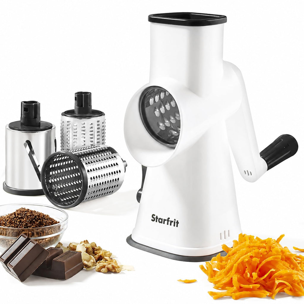 Starfrit Rotary Drum Grater, 4 Stainless Steel Drums, Hand Crank