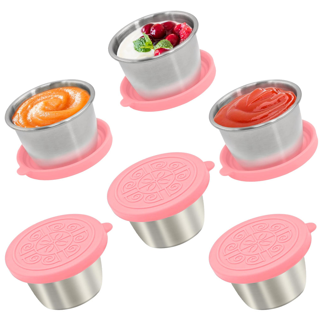Qukaka 1.6 oz Stainless Steel Salad Dressing Containers with Lids, 6 Pack