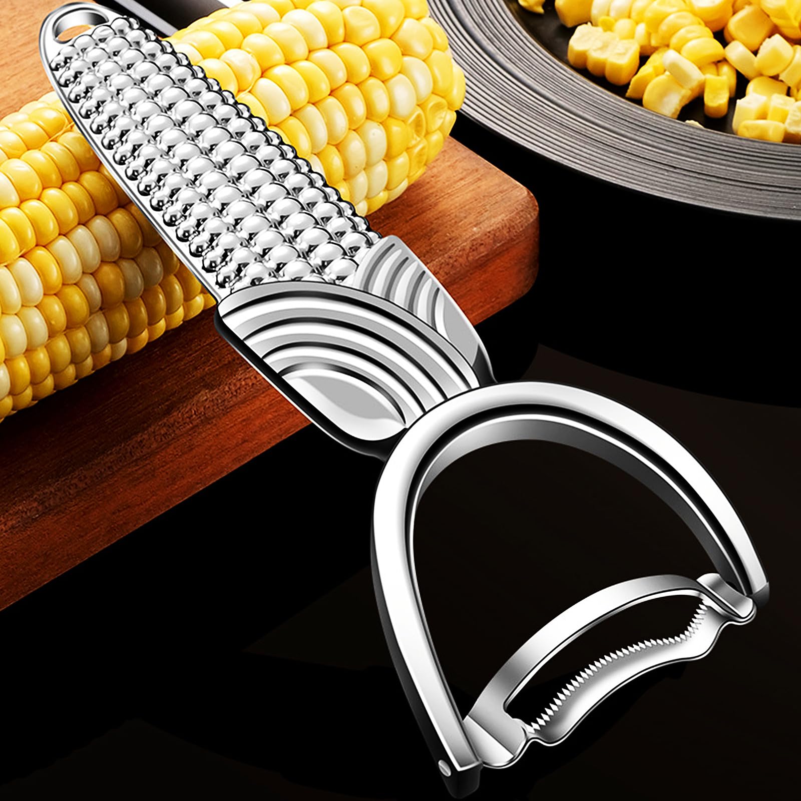 Maxjoy Corn Peeler & Cob Stripper, Stainless Blade for Corn on the Cob
