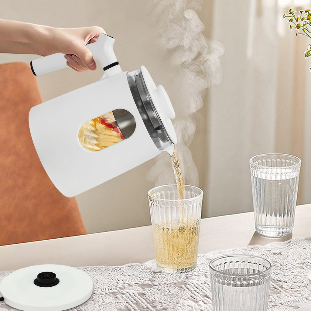 Electric Kettle,Temperature Control Glass Tea Maker LCD Display,Water Boiler & Heater With 360° Swivel Base and 6 Different Kinds of Functions For Coffee,Tea,Milk,Water,Hot Chocolate (White)