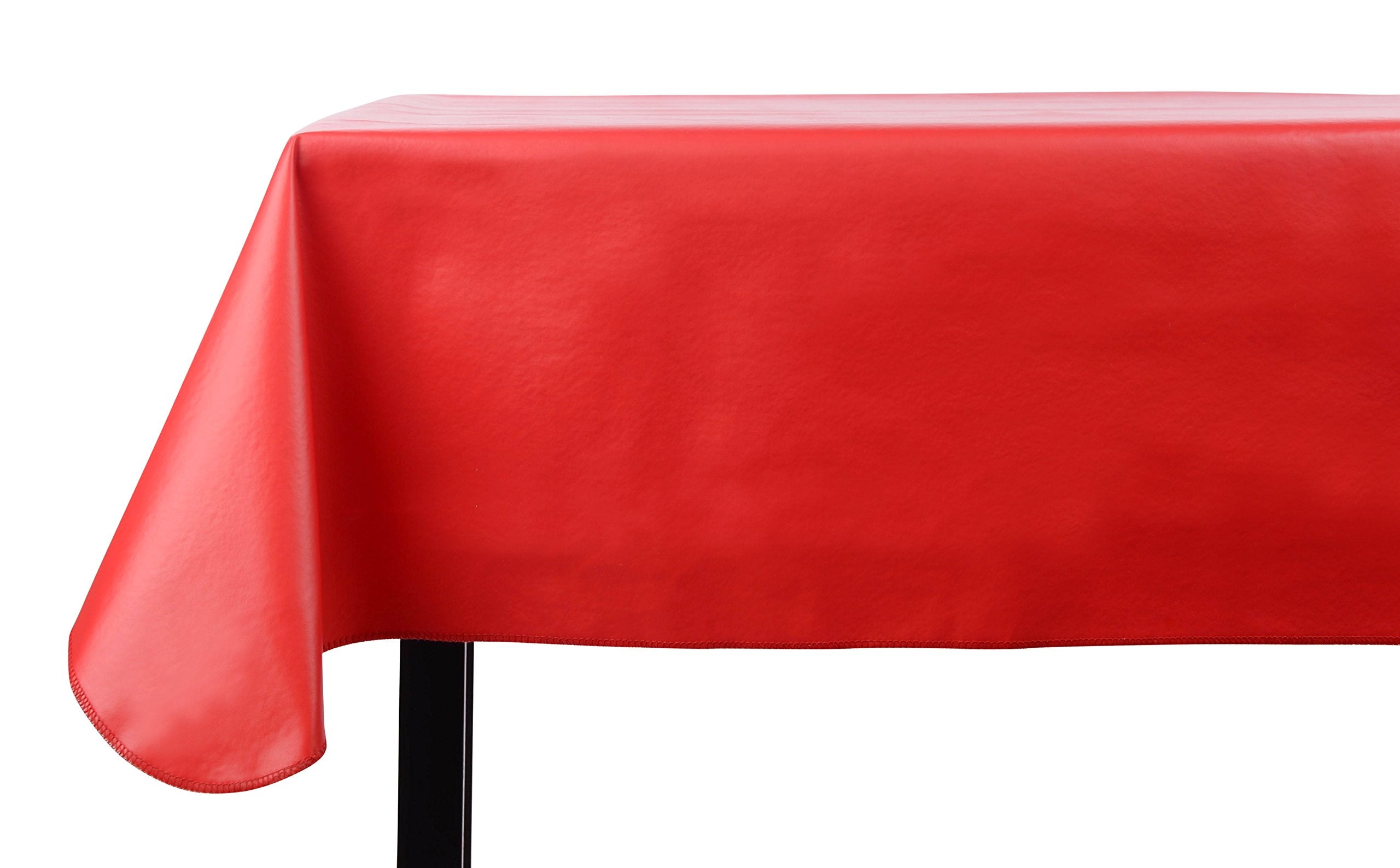 Yourtablecloth Heavy Duty Vinyl Rectangle or Square Tablecloth – 6 Gauge Heavy Duty Tablecloth – Flannel Backed – Wipeable Tablecloth with Vivid Colors & Many Sizes 52 x 90 Ruby Red
