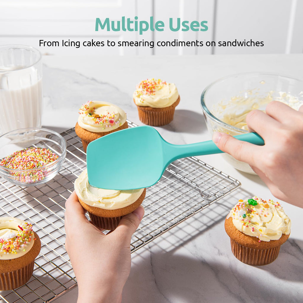 U-Taste Silicone Spoon Spatula Set of 3, 600°F High Heat Temp, Aqua Sky
