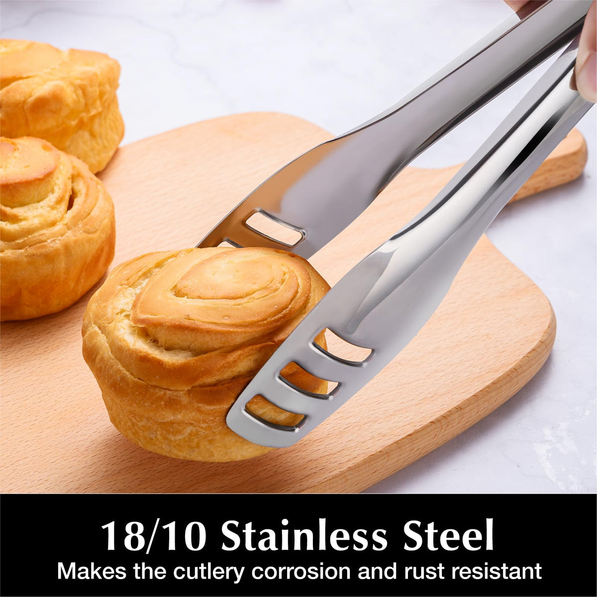 KINGSTONE 18/10 Stainless Steel Serving Tongs 4 Piece, 10.62 inch