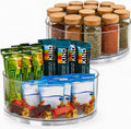 Oizeir Lazy Susan Turntable (2-Pack) - Clear Acrylic, Rotates 360 Degrees, Easily Organize Your Fridge, Cabinet or Counter - Carousel Storage for Food, Spices, Cosmetics