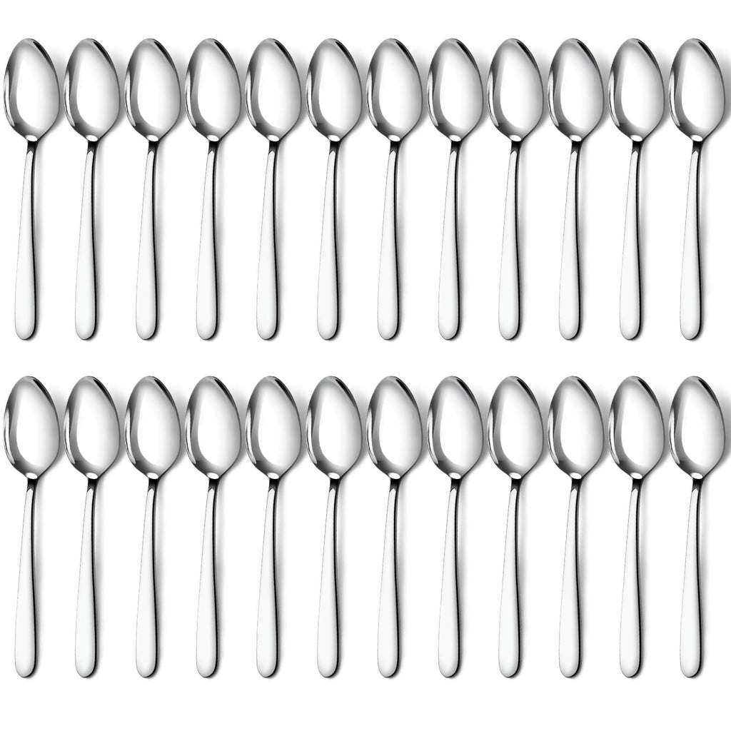 Pleafind 24 -Pcs Dinner Spoons, 7.4 inch Spoons Silverware, Stainless Steel Spoons Set, Silver Spoons, Silverware Spoons Use for Home, Kitchen, Restaurant,Dishwasher Safe, Mirror Polished