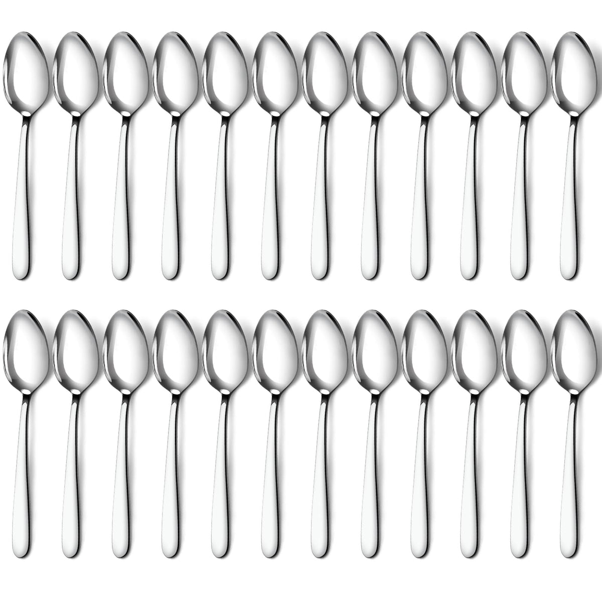 Pleafind 24 -Pcs Dinner Spoons, 7.4 inch Spoons Silverware, Stainless Steel Spoons Set, Silver Spoons, Silverware Spoons Use for Home, Kitchen, Restaurant,Dishwasher Safe, Mirror Polished