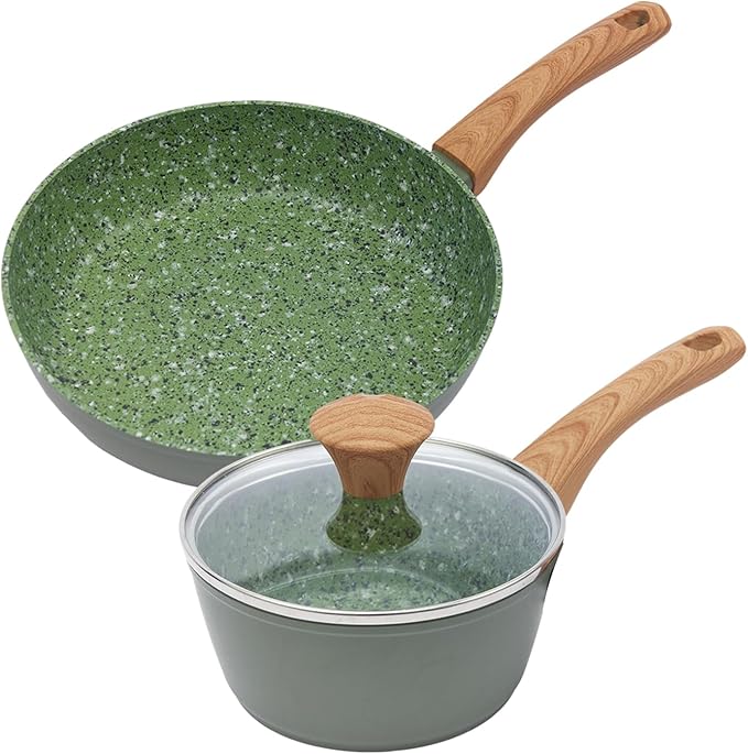 Jovire 3-Piece Nonstick Set | 9.25" Pan + 1.4/2.2QT Pots | PFAS-Free