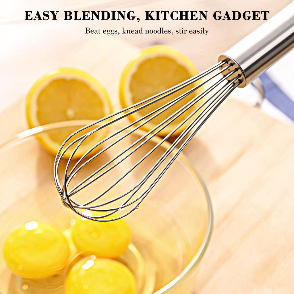 NileHome Stainless Steel Whisk Set 8" 10" 12" Kitchen Whisk Balloon Whisk Kitchen Wisk Wire Whisks for Cooking, Whisking, Blending, Beating, Stirring-3 Pack…