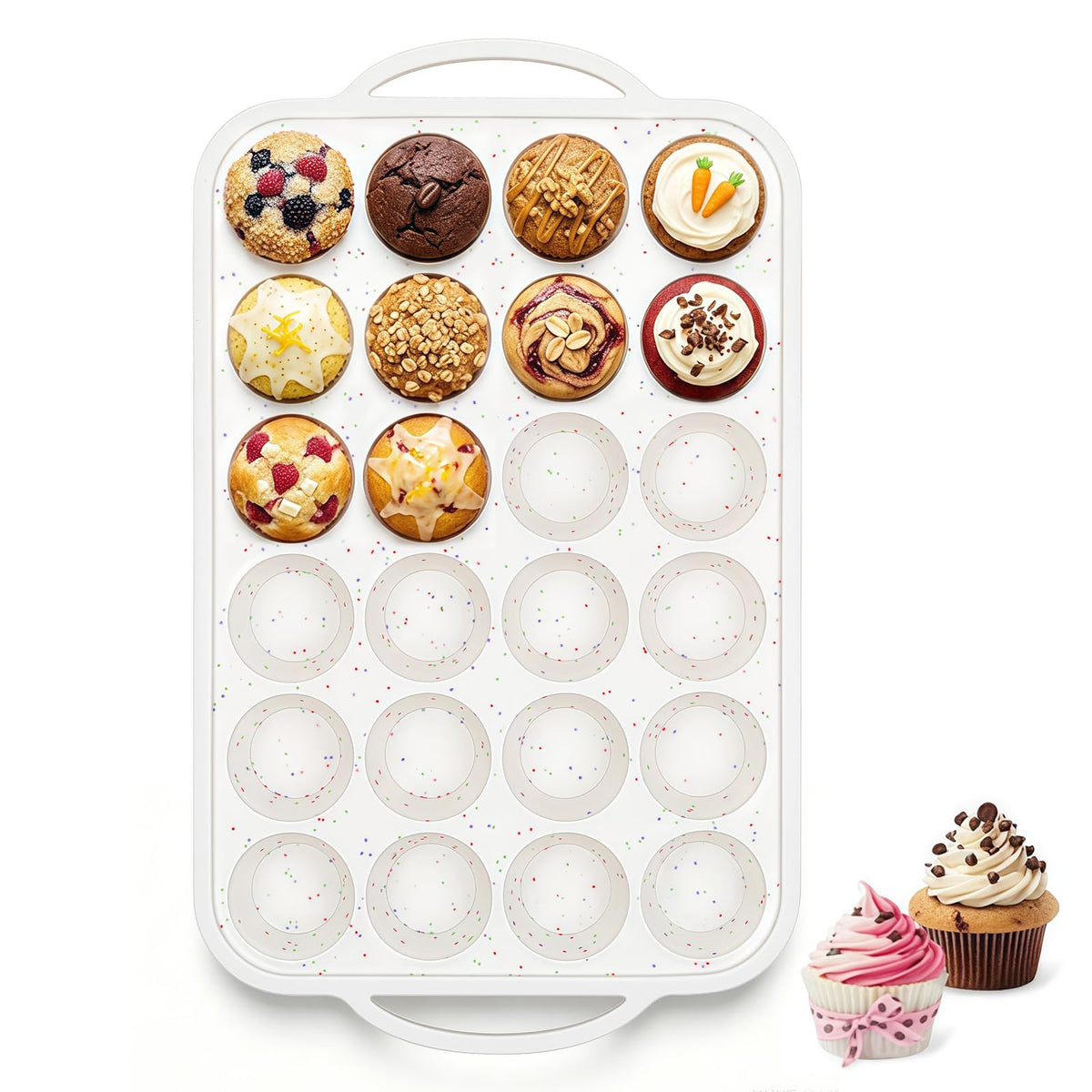 Vinino 1Pack Silicone Muffin Pan for Baking with Metal Reinforced Frame, 12 Cup Regular Size Cupcake Pan, BPA Free Silicone Muffin Tray, Cupcake Baking Pan Molds for Oven Dishwasher Safe - Cream