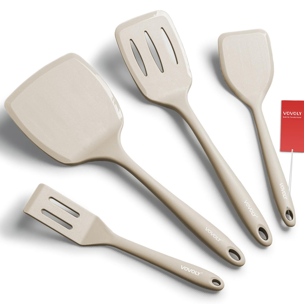 Silicone Spatula Set, 600°F Heat Resistant Kitchen Utensils, 4-Pcs, Red